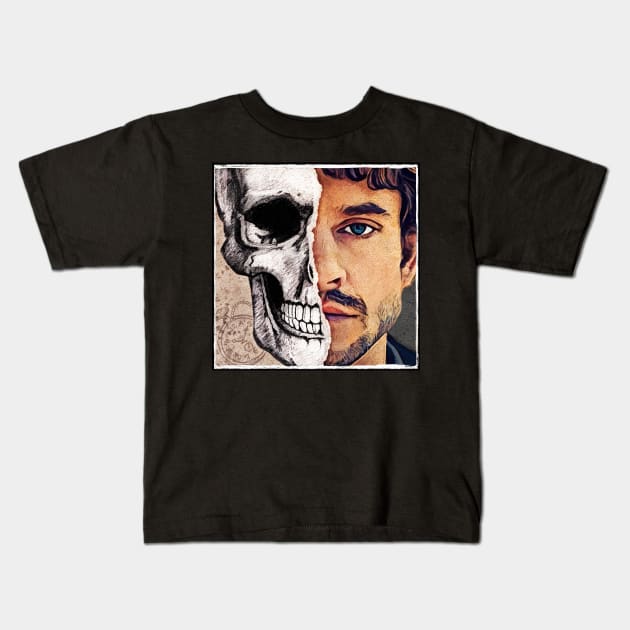 Will Graham - Vintage Half Skull Mask Kids T-Shirt by OrionLodubyal